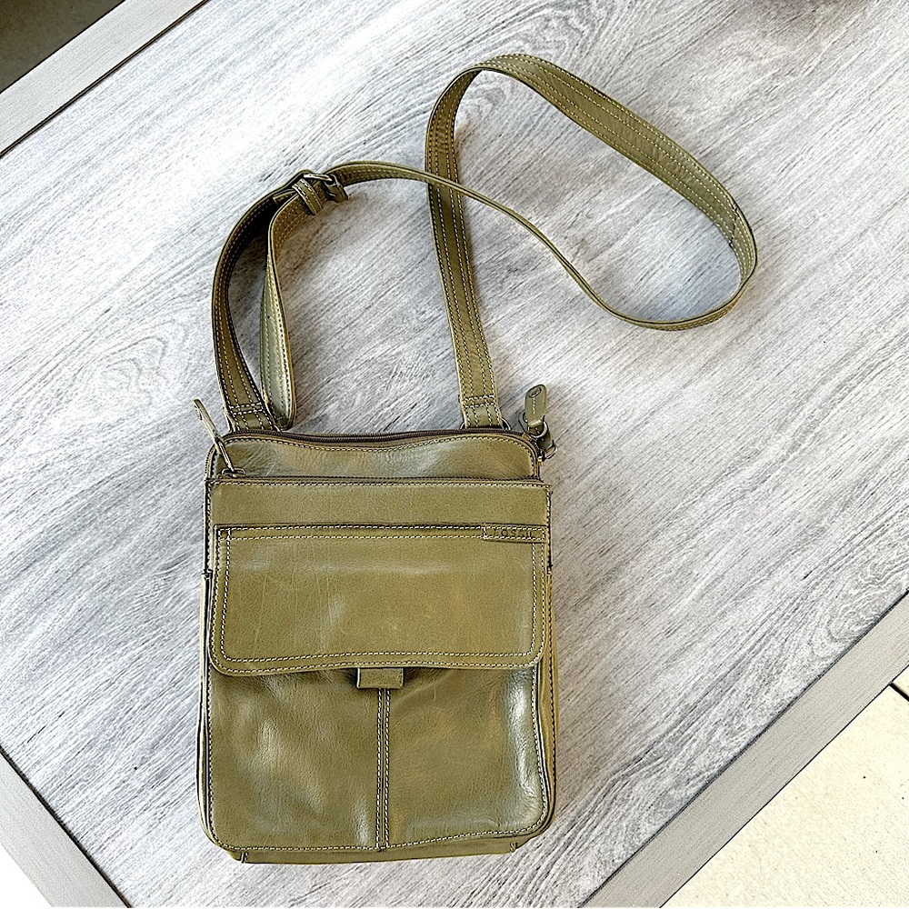 Fossil Olive Green Leather Crossbody Bag